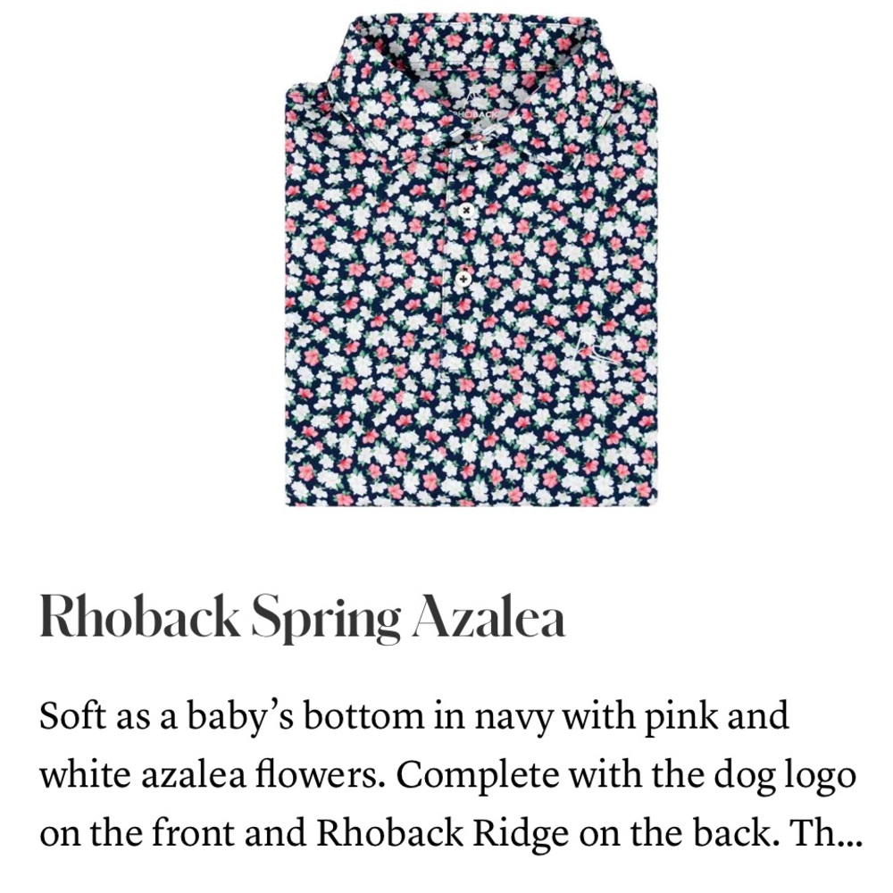 Rhoback Sz Large - Spring Azalea Performance Polo - Navy Blue Floral